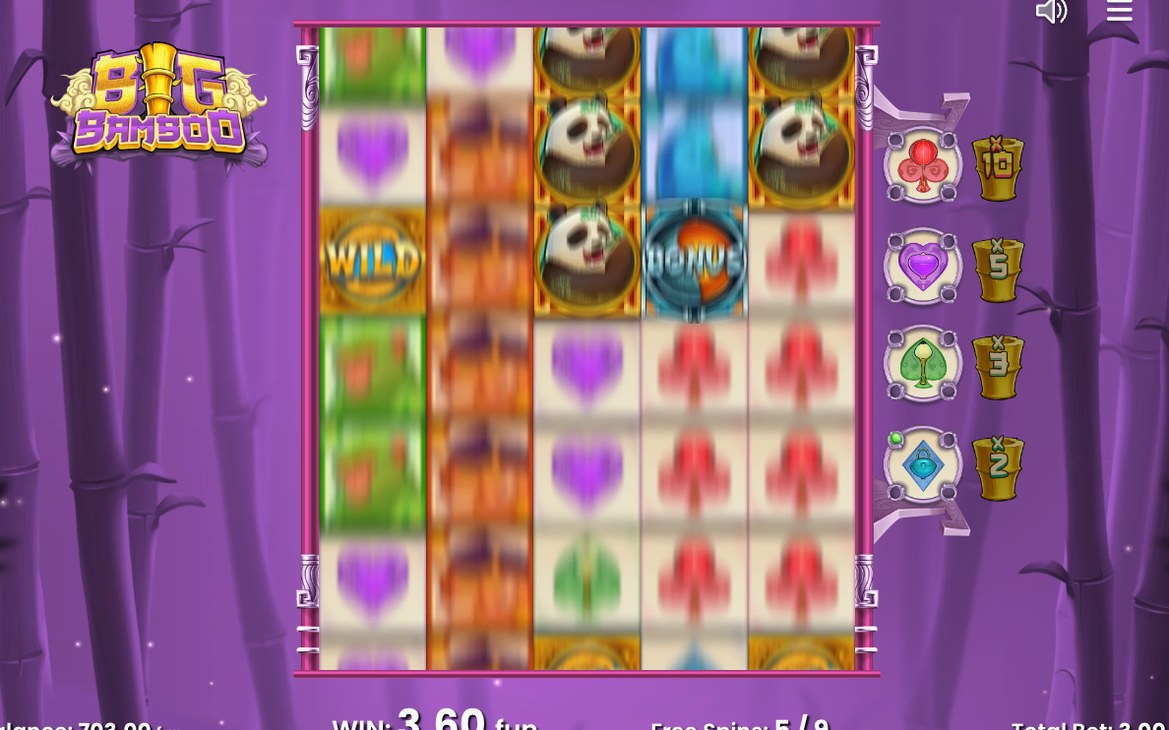 Free Games när en Low-Symbol omvandlas till bambu